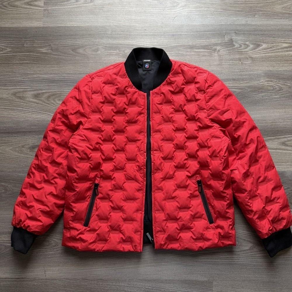 BMW Womens Reversible Down Jacket Red Black Size Large Rare NWOT 2020